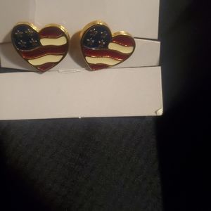 Heart America flag Avon earrings, rare